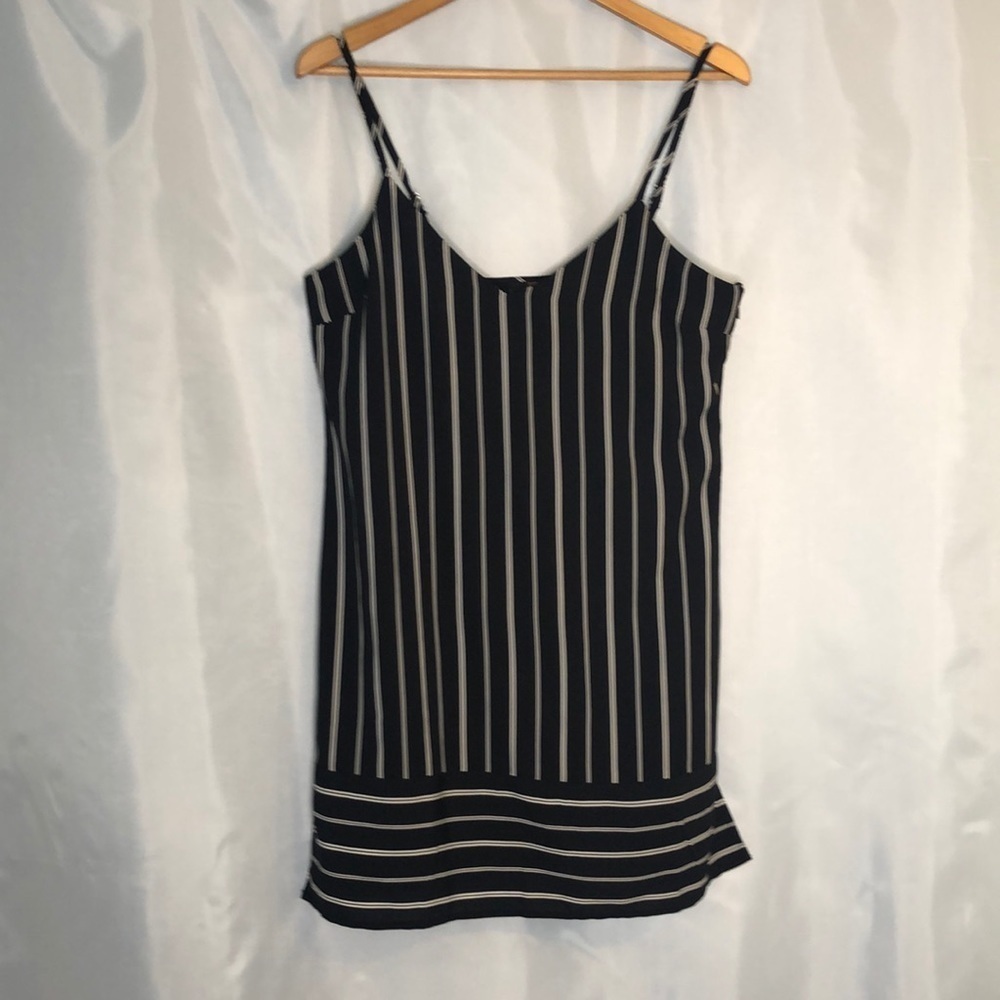 Forever 21 Contemporary Adjustable Strap Vertical Lines Mini dress Black Size L